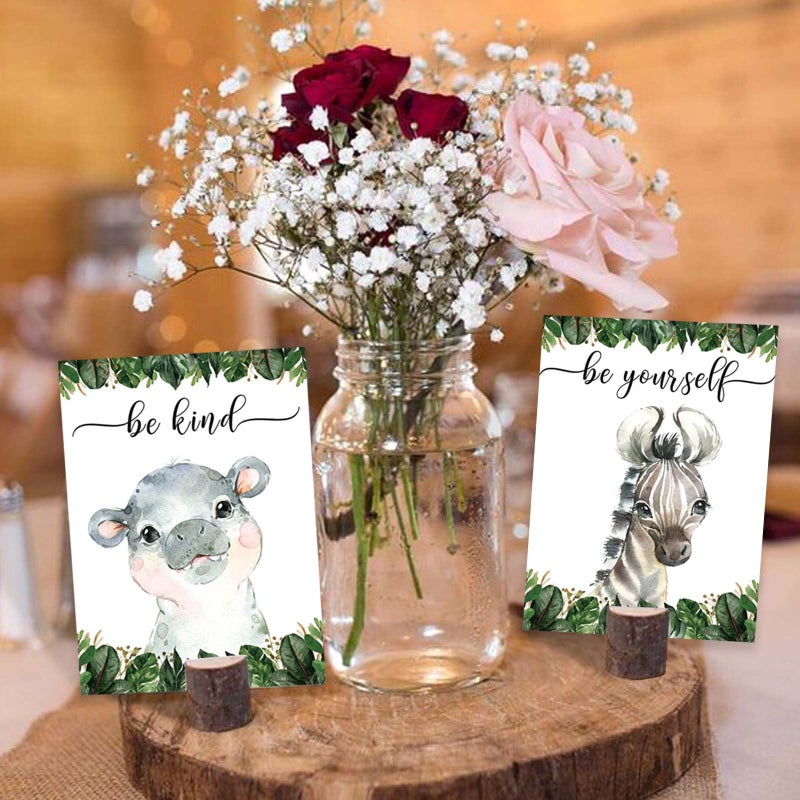 Buerhanerry 8Pcs Jungle Safari Centerpieces and Wooden Stands, Safari Baby Shower for Table Decorations, Jungle Animal Birthday Party Centerpiece for Boys Kids, Wild One Themed Birthday Party Supplies - Image 5